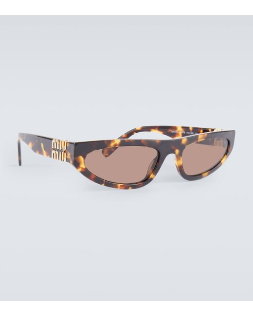 Miu Miu Brown Logo Cat-eye Sunglasses for men