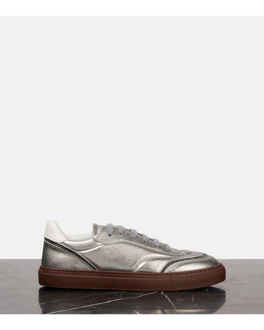 Brunello Cucinelli White Metallic Leather Sneakers