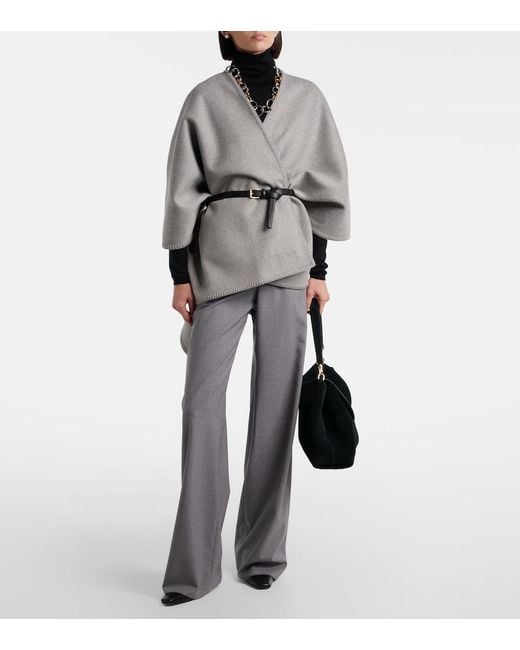 Max Mara Gray Virgin Wool Cape