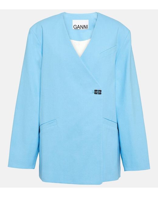 Ganni Blue Cotton Blazer