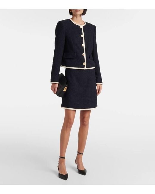 Veste Mabel Raccourcie En Tweed Veronica Beard en coloris Blue