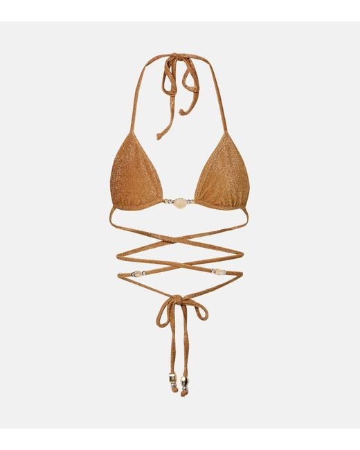 SAME Metallic Verziertes Bikini-Oberteil Shell