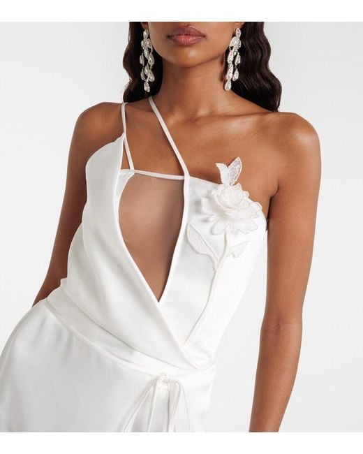 David Koma White Floral-Applique Gown