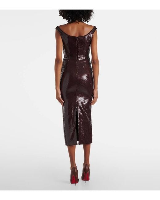 Roland Mouret Brown Off-Shoulder-Cocktailkleid Mit Pailletten