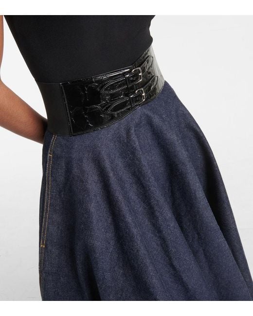 Alaïa Blue High-Rise-Midirock Aus Denim