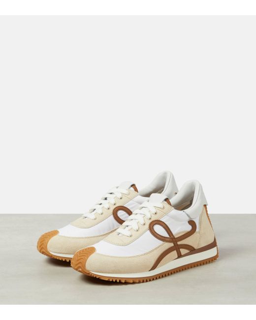 Loewe White Flow Runner Suede Sneakers