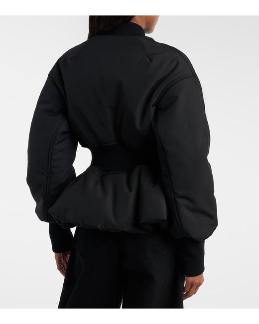 Alaïa Black Peplum Bomber Jacket