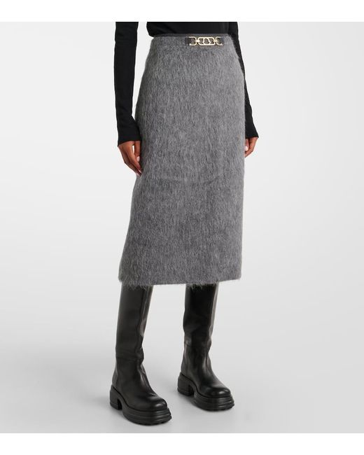 Moncler Gray Bleistiftrock Aus Einem Wollgemisch