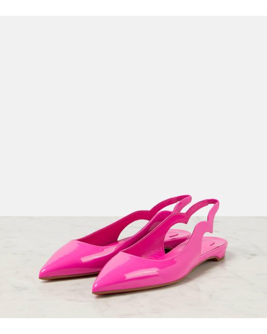 Christian Louboutin Pink Hot Chickita Sling Patent Leather Ballet Flats