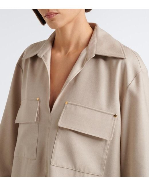 Agnona Natural Embellished Wool Shirt