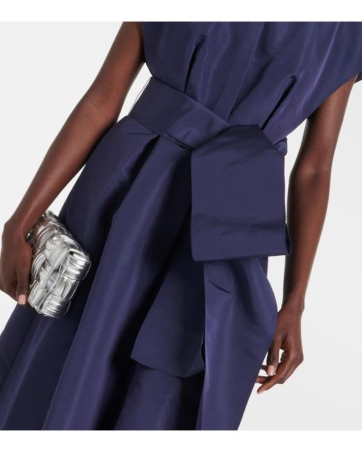Carolina Herrera Blue Bow-Detail Silk Midi Dress