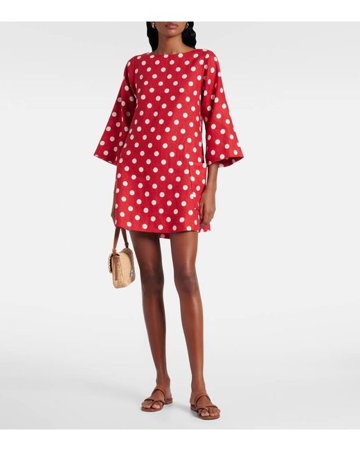 Posse Red Nina Polka-Dot Linen Minidress