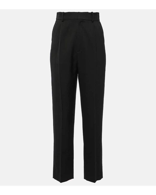 Pantalones rectos de mezcla de lana Victoria Beckham de color Black
