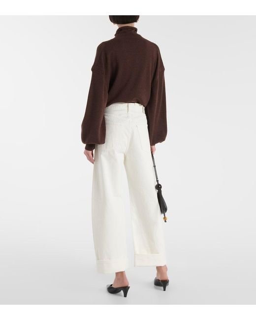 Citizens of Humanity White Ayla Mid-Rise Wide-Leg Jeans