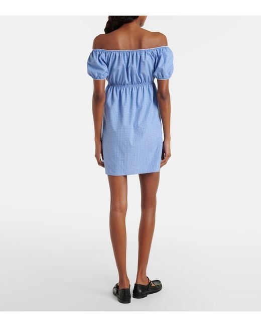 Miu Miu Blue Checked Cotton Poplin Minidress