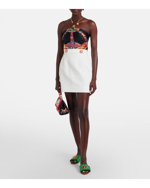Dolce & Gabbana White Carretto Miniskirt