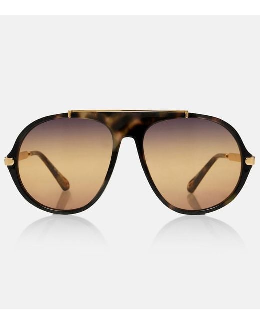 Chloé Brown Aly Combi Aviator Sunglasses