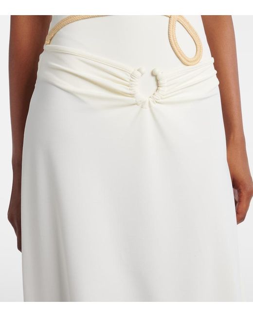 Johanna Ortiz White Gathered Midi Skirt