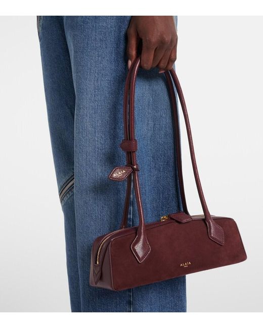 Alaïa Red Le Teckel Small Suede Shoulder Bag