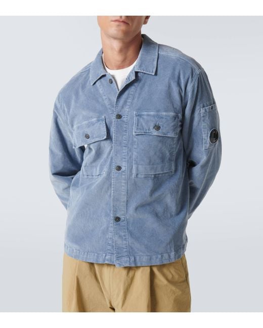 C P Company Blue Cotton-Blend Corduroy Overshirt for men