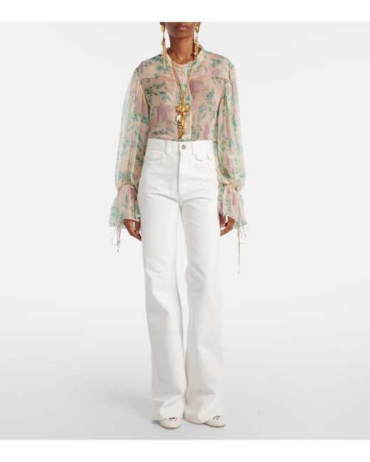 Chloé White High-Rise Flared Jeans