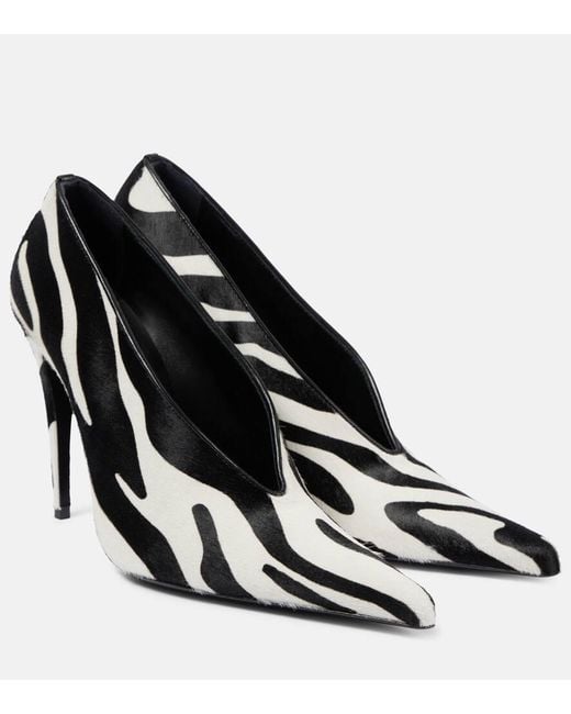 Magda Butrym Black Zebra-Print Leather Pumps
