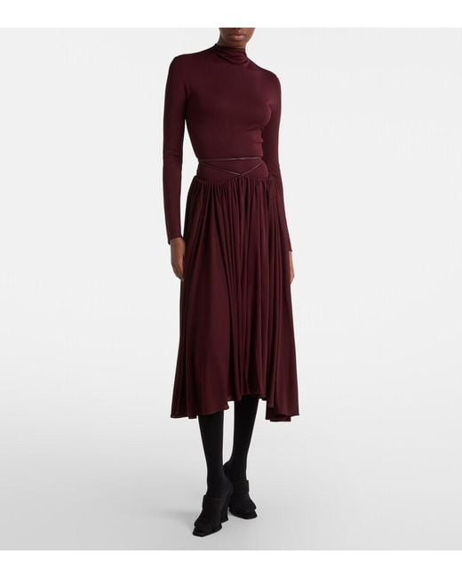 Alaïa Purple Gathered Midi Dress