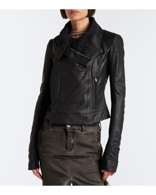 Rick Owens Black Leather Biker Jacket
