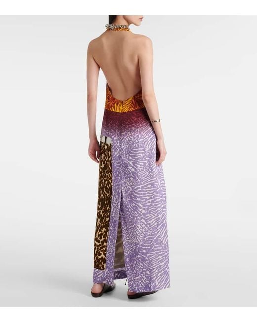 Dries Van Noten Multicolor Bedrucktes Maxikleid