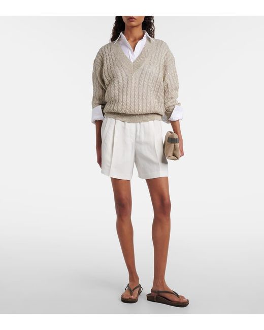 Bermuda A Taille Haute Brunello Cucinelli en coloris White