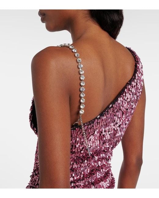 Area Purple One-Shoulder-Minikleid Mit Pailletten
