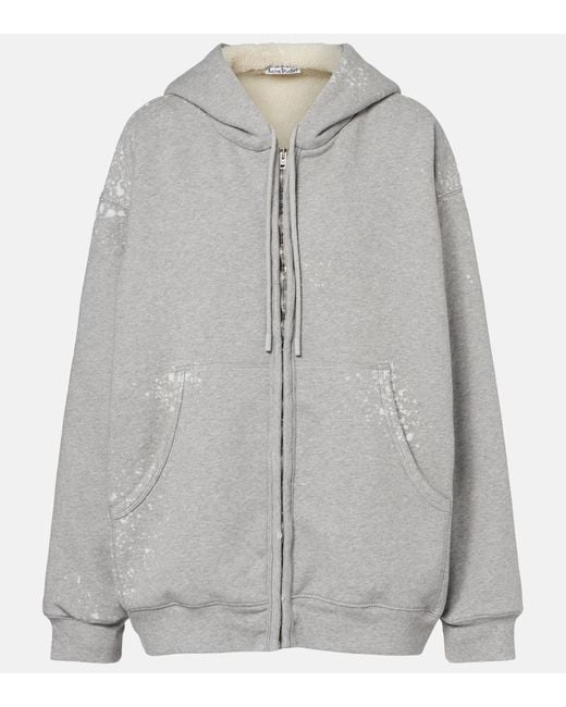 Acne Gray Logo Zip-Up Hoodie