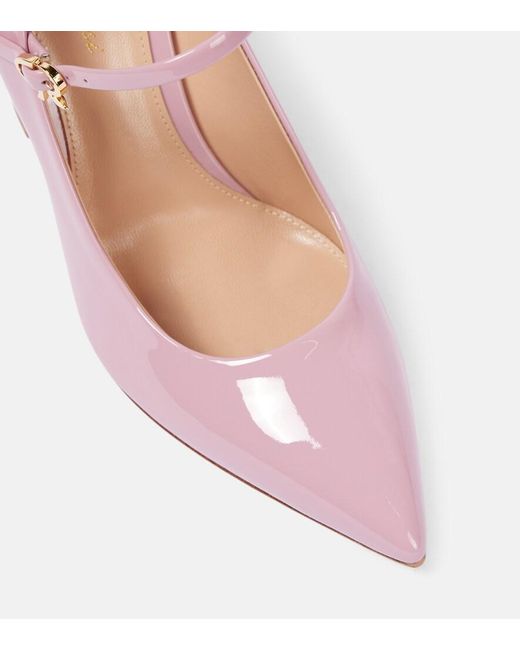 Gianvito Rossi Pink Ribbon Jane Patent Leather Pumps