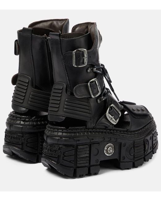 Vetements Black Leather Platform Boots