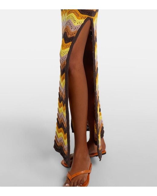 Bananhot Metallic Charli Chevron Crochet Cotton-Blend Maxi Dress
