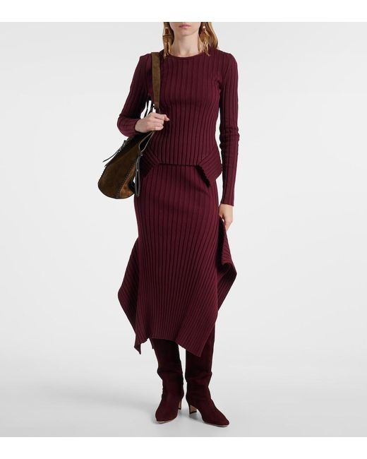 Staud Red Wally 55 Suede Knee-High Boots