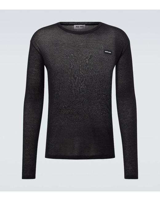 Miu Miu Black Logo Cotton Jersey T-Shirt for men