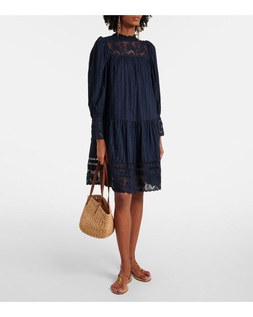 Ulla Johnson Blue Lace And Cotton Minidress