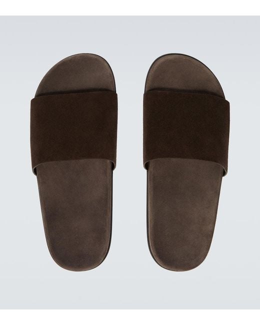 The Row Pantoletten Hugh Aus Veloursleder in Brown für Herren