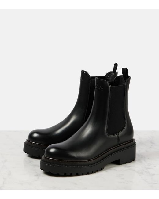 Prada Black Chelsea Boots Aus Leder