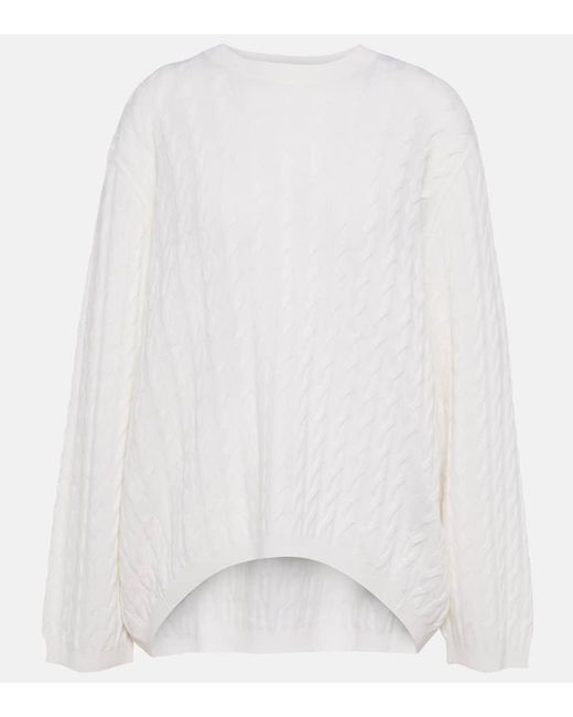 Jardin Des Orangers White Cable-knit Wool And Cashmere Sweater