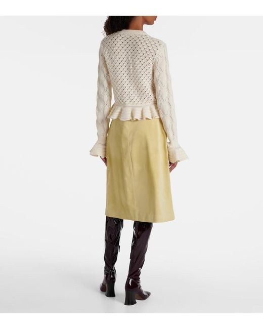 Chloé Natural Ruffled Cotton, Wool, And Silk Cardigan