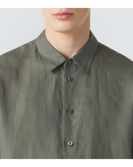 Giorgio Armani Green Archivio Linen Shirt for men
