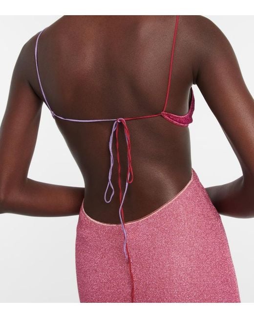 Oseree Pink Cut-Out Maxi Dress