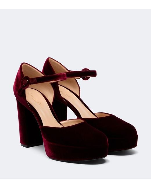 Gianvito Rossi Brown Velvet Platform Pumps