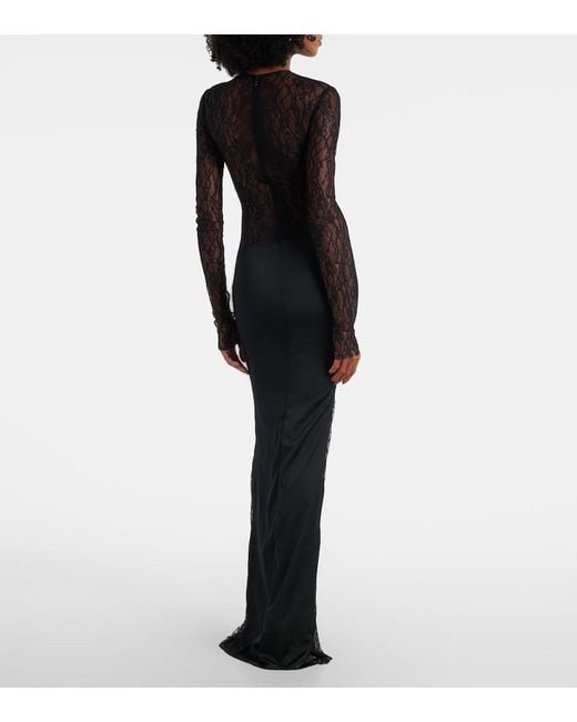 The New Arrivals Ilkyaz Ozel Black Silk Lace Gown