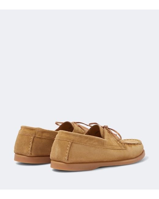 Saman Amel White City Moc Suede Boat Shoes for men