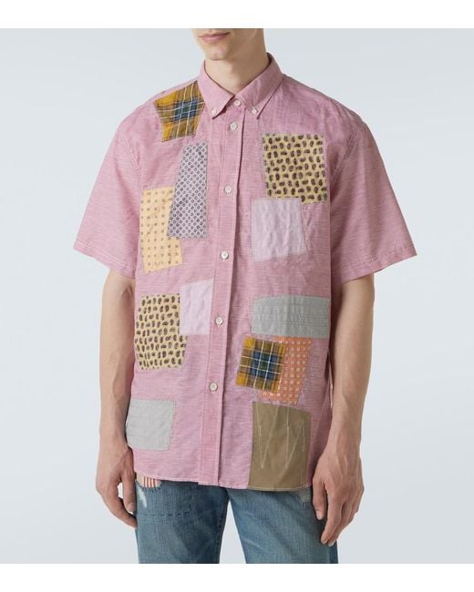 Camisa Bowling Algodon Y Lino Patchwork Junya Watanabe de hombre de color Pink