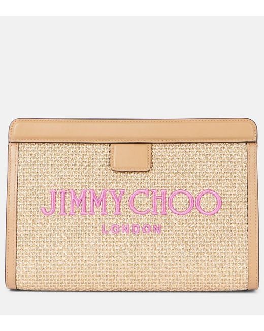 Jimmy Choo Natural Clutch Avenue Small Mit Leder