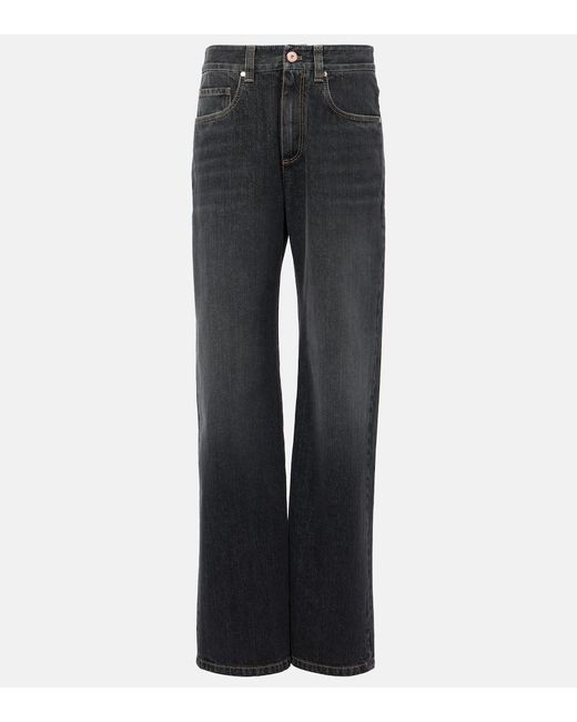 Brunello Cucinelli Blue Mid-Rise Wide-Leg Jeans